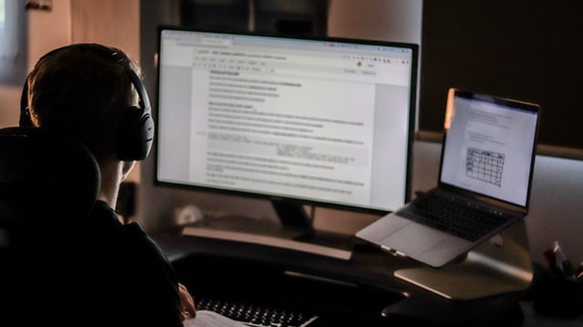 Modern workspace with computers